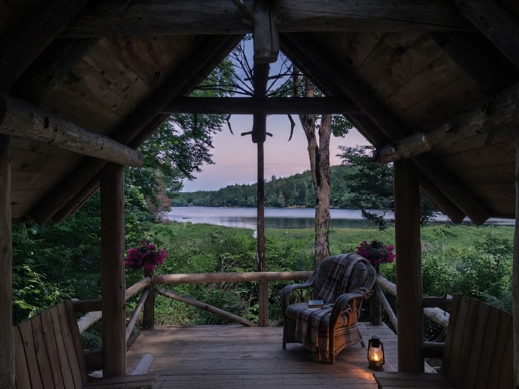 Earth-sheltered glamping unit built into a Cumbrian hillside with a grass roof and a round door